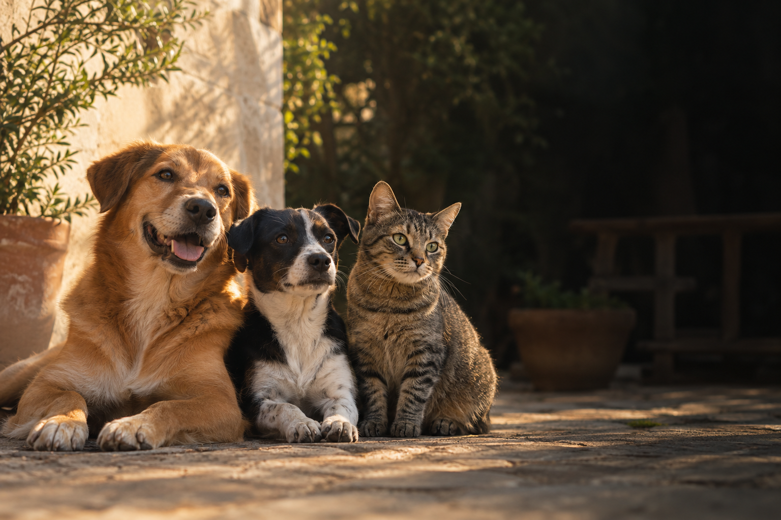 Dos perros y un gato rescatados juntos